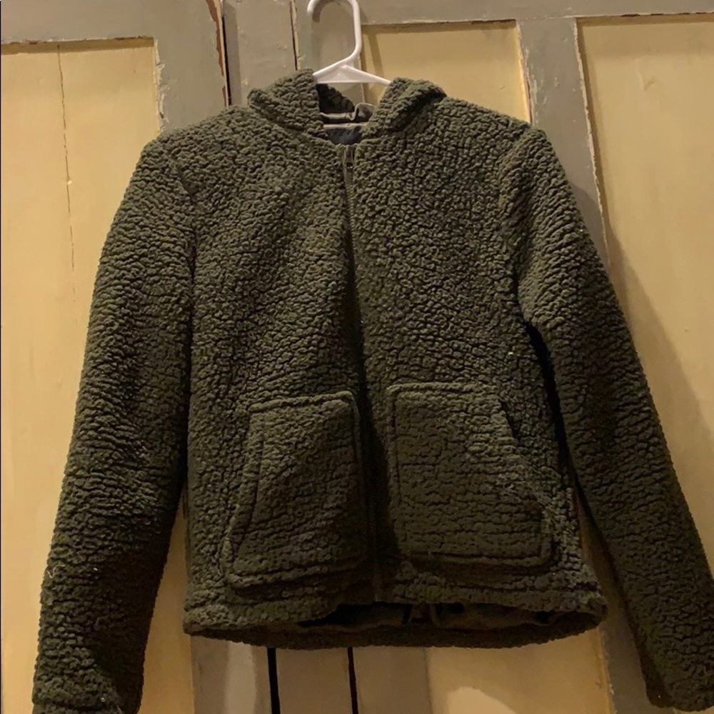 army green zip up jacket